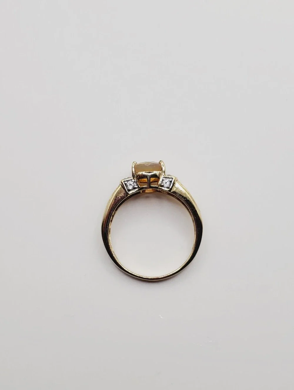 Genuine Faceted Opal Yellow Gold - 925 Sterling Silver Ring